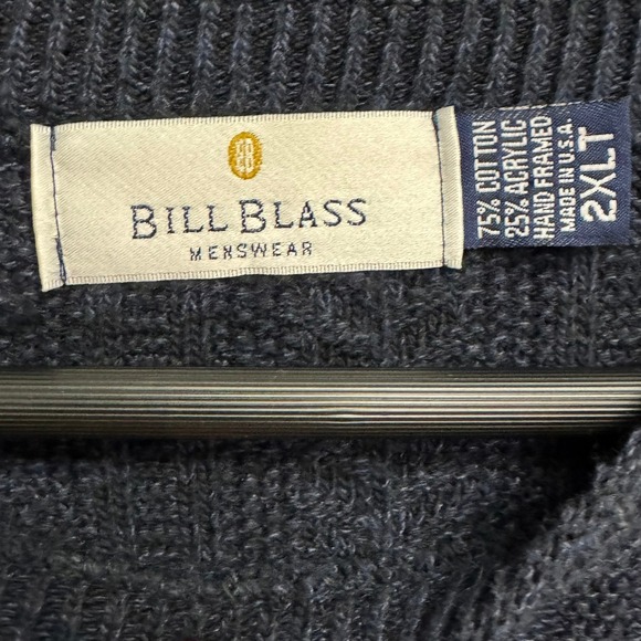Bill Blass Menswear Heather Navy Textured Knit Sweater 2XLT Heavyweight - Picture 3 of 5